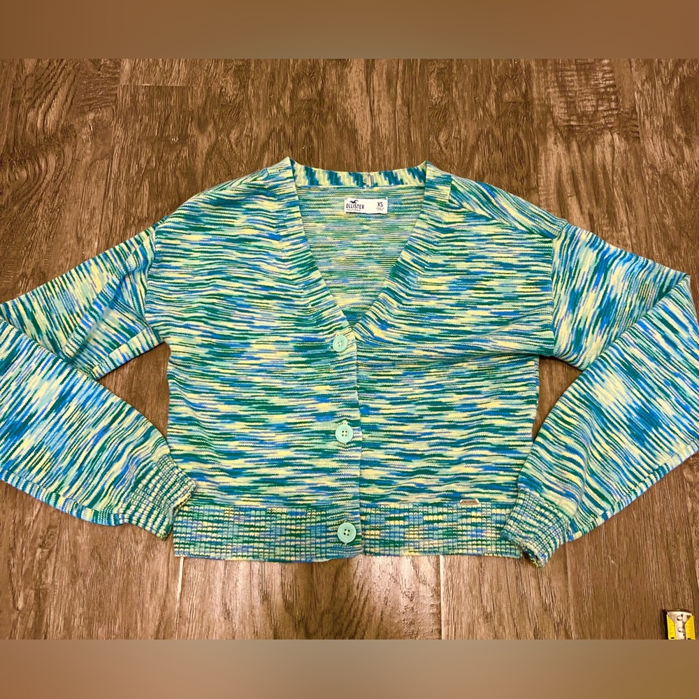 Hollister Blue and Green Women's Cardigan